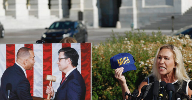 Marjorie Taylor Greene Mocks Mike Johnson with 'Make Ukraine Great Again' Hat