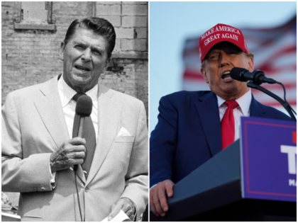 Right: Ronald Reagan campaigning in the Bronx, New York, on August 6, 1980. Left: Donald T