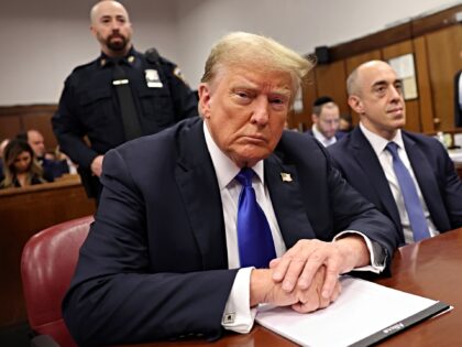 NEW YORK, NEW YORK - MAY 30: Former U.S. President Donald Trump sits in the courtroom duri