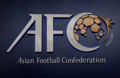 The Asian Football Confederation (AFC) logo is displayed at its headquarters in Kuala Lump