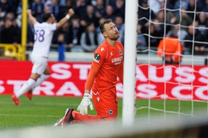 Breakthrough: Belgian goalkeeper Simon Mignolet reacts after conceding Fiorentina's late g
