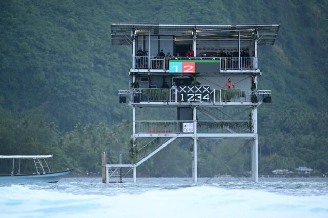 The construction of the aluminium tower for the Olympic surfing events in Tahiti sparked c