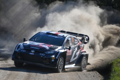 Dust busters: Sebastien Ogier and Vincent Landais in action at the Rally of Portugal on Sa