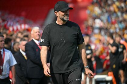 Emotional send-off: Jurgen Klopp walks out for his final match as Liverpool manager, again