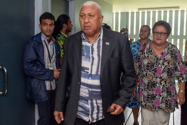 This file picture taken on February 7, 2024 shows Fiji's former prime minister Frank Baini