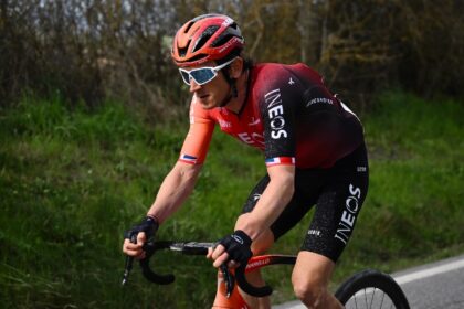 Geraint Thomas of Team Ineos Grenadiers rides during the Strade Bianche on March 2, 2024
