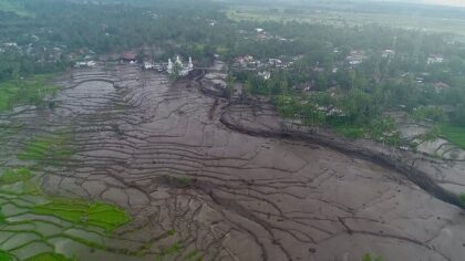 Hours of heavy rain and cold lava from nearby volcano Mount Marapi inundated two districts