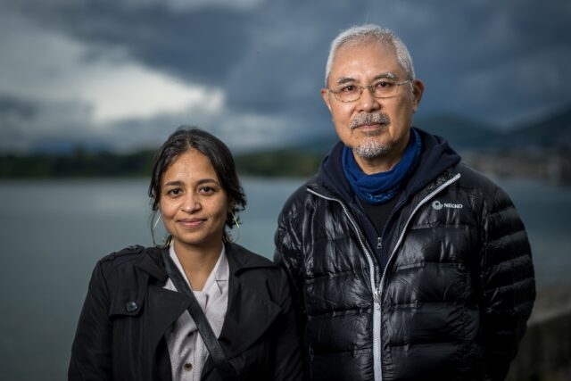 Indian cartoonist Rachita Taneja (L) and Hong Kong's Zunzi (R) won the award in Geneva