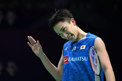Japan's Kento Momota, pictured on May 1, was once badminton's undisputed king