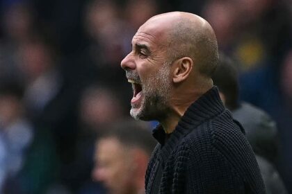 Manchester City's Pep Guardiola is chasing a fourth straight Premier League title
