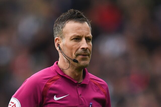 Mark Clattenburg officiating in the Premier League in 2017