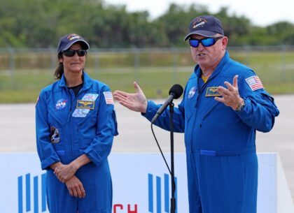 NASA astronauts Suni Williams (L) and Butch Wilmore (R) will be the first humans to travel