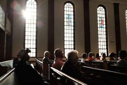 A prayer service at a United Methodist Church in Knoxville, Tennessee
