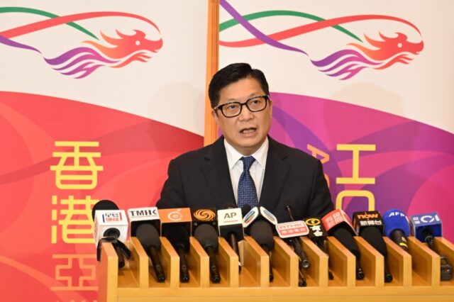 Secretary chief Chris Tang said six were arrested under the city's new security law for "