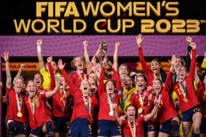 Spain celebrate winning the 2023 Women's World Cup