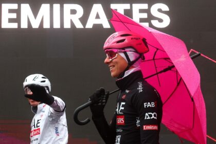 Tadej Pogacar (R) is leading the Giro d'Italia's general classification
