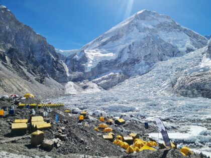 Tents of mountaineers are pictured at Everest base camp