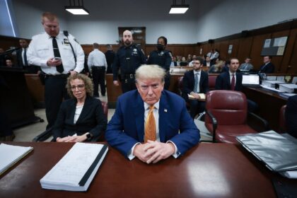 Former US president Donald Trump attends his trial in New York on May 7, 2024