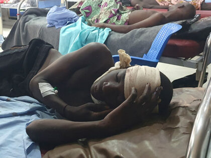 Injured victims of a suicide bomb attack receive treatment at a hospital in Maiduguri, Nig