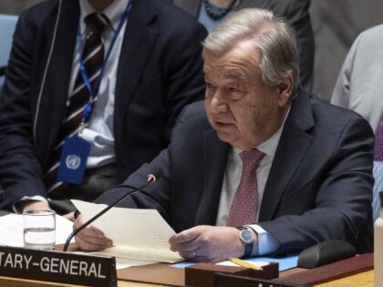 United Nations Secretary-General Antonio Guterres addresses the United Nations Security Co