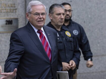 Sen. Bob Menendez (D-NJ), leaves the Manhattan federal court after the first day of his co