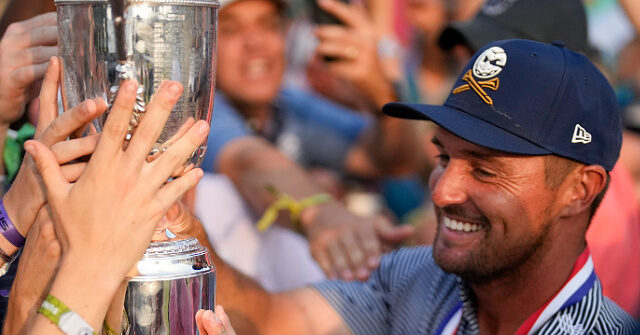 Bryson DeChambeau Drinks Wine from U.S. Open Trophy with Eric Trump