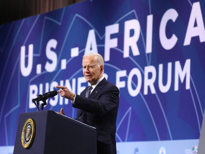 US President Joe Biden speaks at the US-Africa Summit business forum in Washington, DC, US
