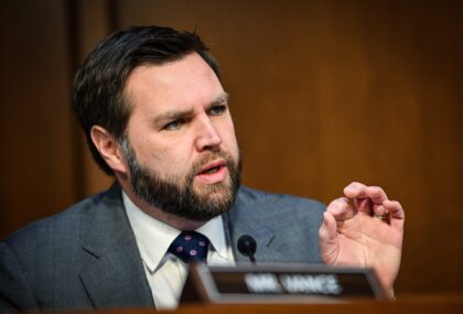 US Senator J. D. Vance, a Republican from Ohio, questions US Federal Reserve Board Chair J