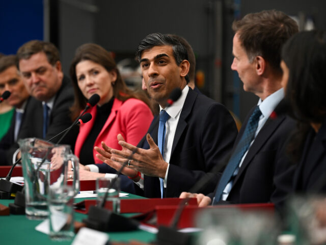 YORKSHIRE, ENGLAND - FEBRUARY 26: Prime Minister Rishi Sunak (C) speaks during a cabinet m