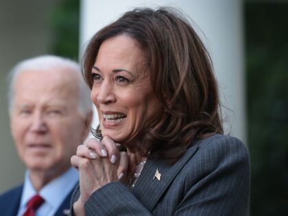 WASHINGTON, DC - MAY 13: U.S. Vice president Kamala Harris speaks during an event with U.S