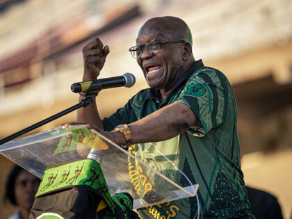 Former South African President and uMkhonto weSizwe (MK) leader Jacob Zuma delivers a spee