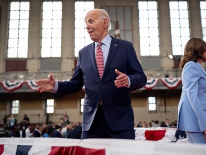 PHILADELPHIA, PENNSYLVANIA - MAY 29: U.S. President Joe Biden, accompanied by U.S. Vice Pr