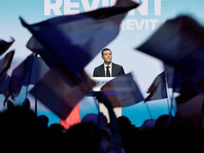 French far-right party Rassemblement National (RN) party's lead candidate Jordan Bardella