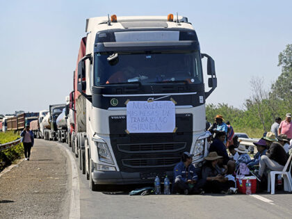 International cargo truckers block a highway connecting Santa Cruz to Cochabamba and La Pa