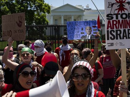 Protesters during a pro-Palestinian demonstration in front of the White House in Washingto