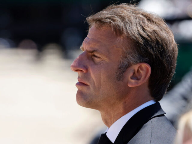 French President Emmanuel Macron attends a ceremony marking the 80th anniversary of the ma