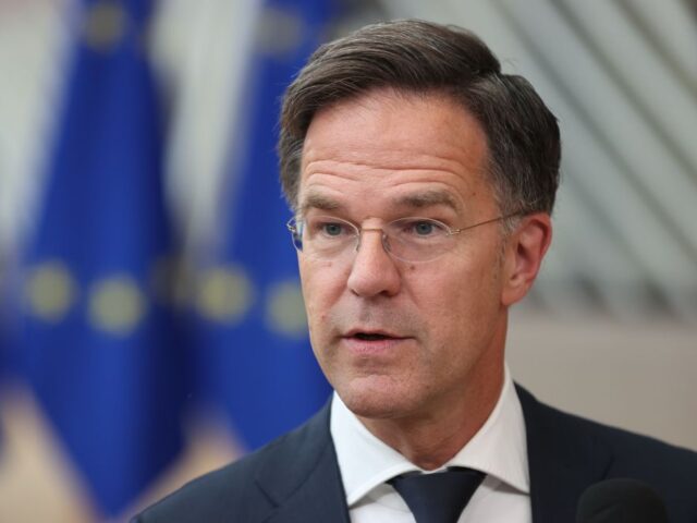 Dutch Prime Minister Mark Rutte speaks to the press during an informal leaders' meeti