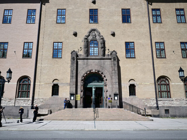 This photo taken on June 20, 2024 shows an entrance to the Stockholm District Court in Sto