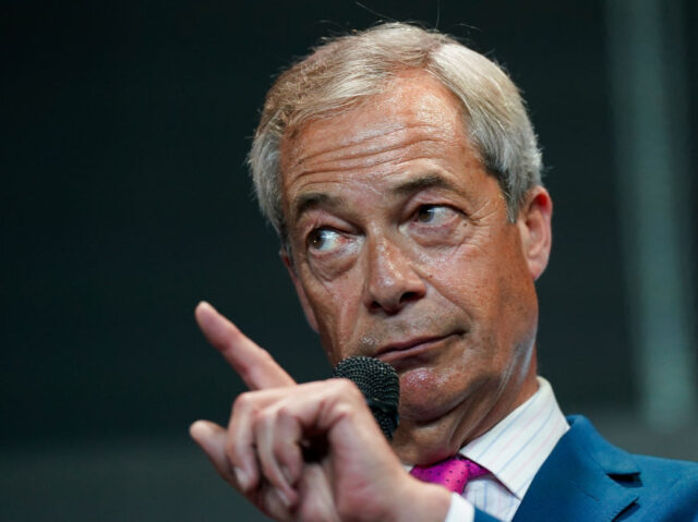 SUNDERLAND, UNITED KINGDOM - JUNE 27: Reform UK leader Nigel Farage speaks to supporters d