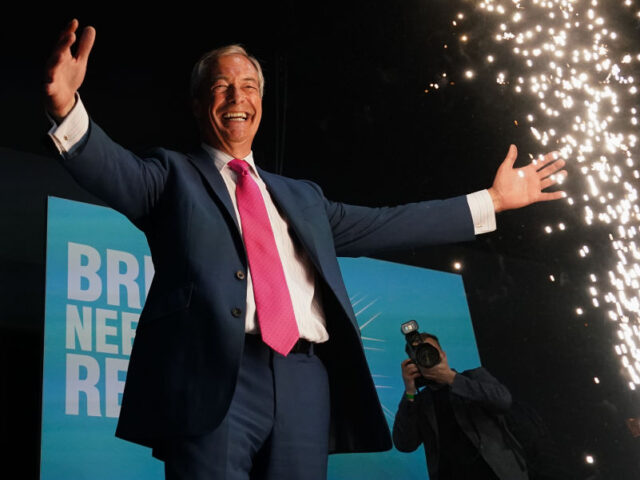 SUNDERLAND, UNITED KINGDOM - JUNE 27: Reform UK leader Nigel Farage leaves the stage after