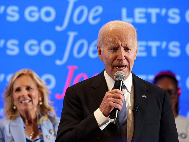 President Joe Biden speaks to supporters at a watch party for the CNN Presidential Debate