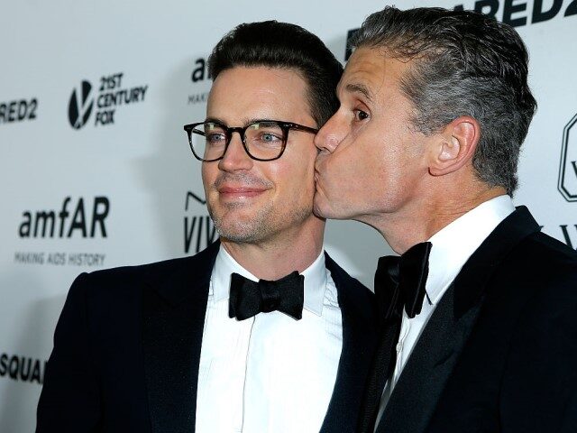 Actor Matt Bomer (L) and Simon Halls attend amfAR's Inspiration Gala Los Angeles at Milk S