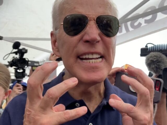 Joe Biden gesticulates angrily after being confronted over his false claims about the &quo
