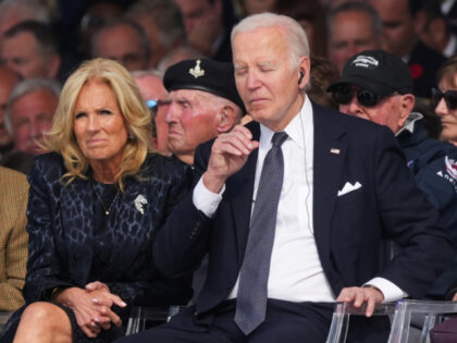 US President Joe Biden and US First Lady Jill Biden at the 80th D-Day anniversary internat