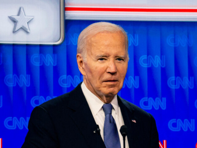 US President Joe Biden during the first presidential debate with former US President Donal