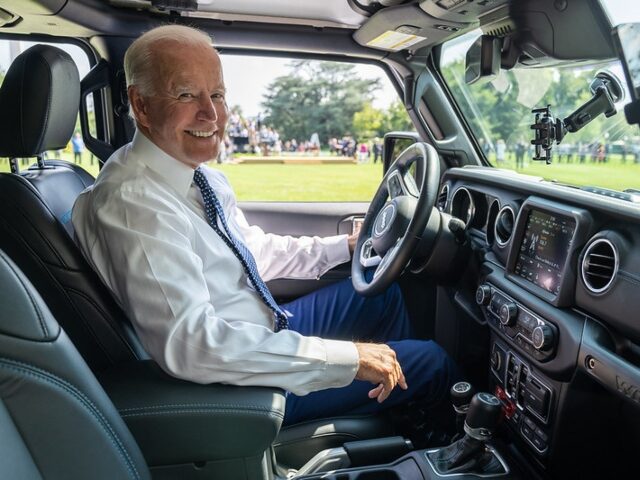 Joe Biden behind the wheel