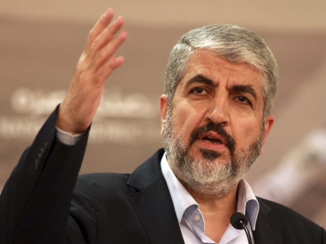 File - In this Aug. 28, 2014, file photo, Khaled Mashaal leader of the Palestinian Islamic
