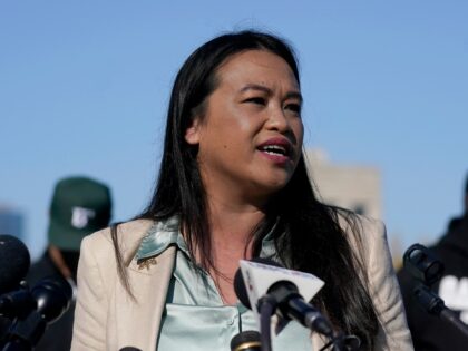 Oakland Mayor Sheng Thao speaks during a news conference at Laney College in Oakland, Cali