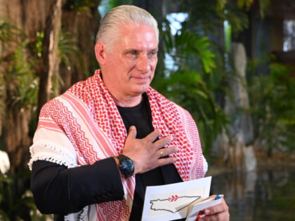 Cuba’s Puppet President, Wearing Keffiyeh, Greets Radical Leftist U.S. Students in Havana