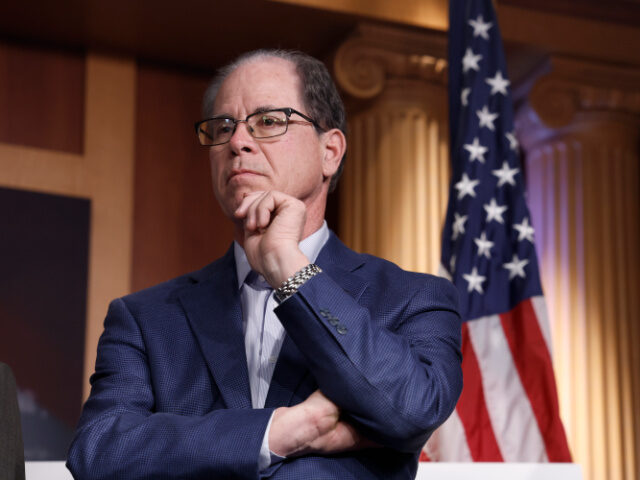 WASHINGTON, DC - JANUARY 25: Sen. Mike Braun (R-IN) listens during a news conference at th